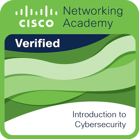 Cisco Verified Introduction to cybersecurity. Demonstrates understanding of fundamental cybersecurity principles, common risks, and effective defense strategies.
